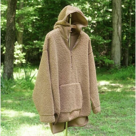 Old Navy Camel Tan Wubby Fleece Pullover Hoodie - Picture 4 of 8